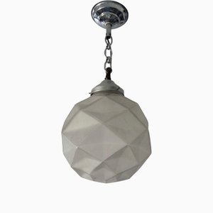 Lámpara colgante Art Déco de esfera de vidrio opaco