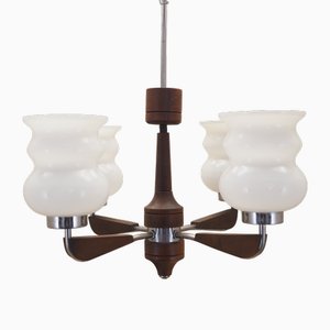Vintage Danish Wooden Chandelier, 1970s