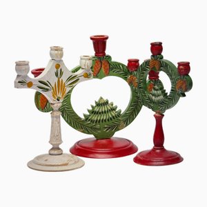 Swedish God Jul Candleholders, 1890s, Set of 3