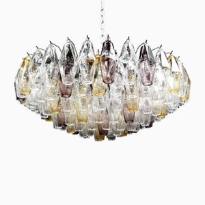 Art Deco Polyhedron Glass Blown Chandelier, Murano, Italy, 1961