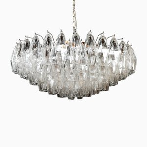 Art Deco Murano Polyhedron Glass Brown Chandelier, Murano, Italy, 1961