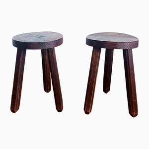 Brutalist Tripod Stools, 1950s, Set of 2