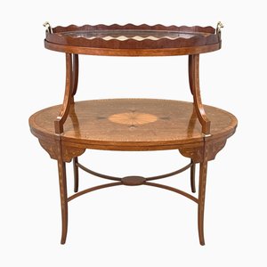 Belle Table à Deux Niveaux en Acajou et Bois de Satin, 1890