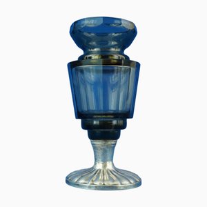 20th Century Art Nouveau Crystal Vase with 800 Silver Base attributed to the Val Saint Lambert Manufacture, Belgium, 1940s