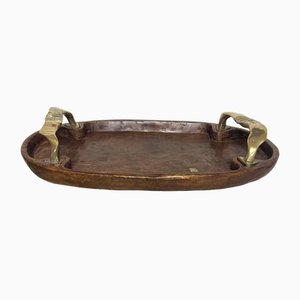 Wood and Brass Tray by David Marshall, 1970s