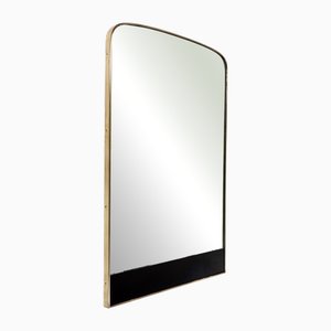 Mid-Century Italian Mirror in Brass and Black Glass, 1950s