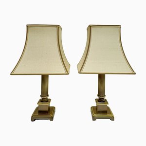 Neoclassic Style Table Lamps in Brass, 1970s, Set of 2