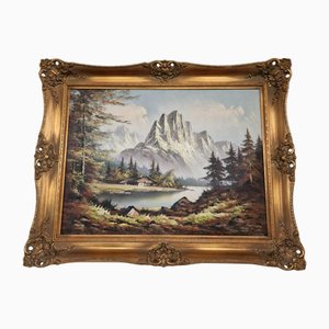 The Alps, 1980s, Oil on Canvas, Framed