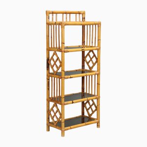 Bamboo & Glass Bookcase, 1980s