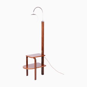 Art Deco Floor Lamp in Chrome and Beech from Thonet, 1930s