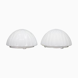 Appliques Murales Vintage en Verre Milky, 1970s, Set de 2