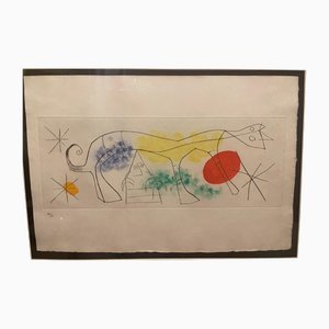 Joan Miró, Komposition, Aquatinta-Radierung auf Japanpapier, 1969, gerahmt