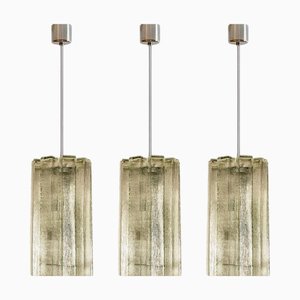 Gerippte Hängelampe aus Glas & Chrom von Doria, Deutschland, 1960er