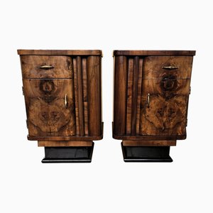 Italienische Art Deco Nachttische aus Wurzelholz, 1940er, 2er Set