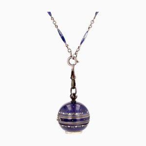 Emaillierte Silber Boule De Geneve Halskette