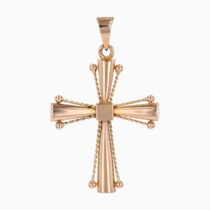 French 18 Karat Rose Gold Cords Cross Pendant, 1960s