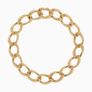 18 Karat Gelbgold Armband mit gedrehten Panzerkettengliedern, 1960er
