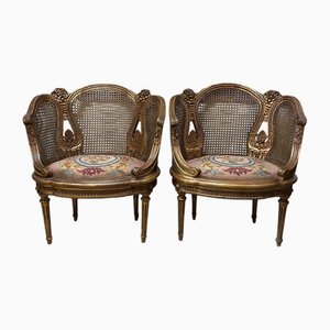 Antike Gobelin Stoff Stühle, 2 . Set