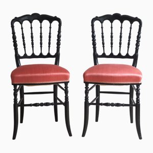 Antike Napoleon III Stühle mit Rotem Bezug, 2er Set