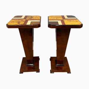 Guéridons Art Déco Marquetés, Set de 2