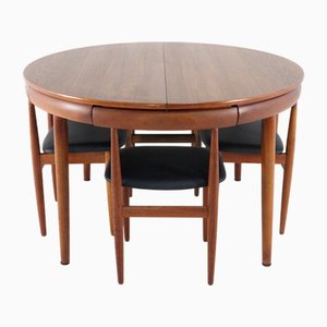 Roundette Dining Table by Hans Olsen for Frem Røjle and Dining Chairs by Hans Olsen, 1960s, Set of 5