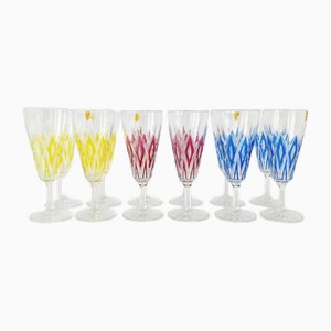 Vintage Champagnergläser Harlekin von VMC France, Reims, 1960er, 10er Set