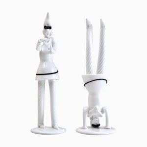 Statuette Tiepoleschi Pulcinella di Fulvio Bianconi per Venini, 1955, set di 2
