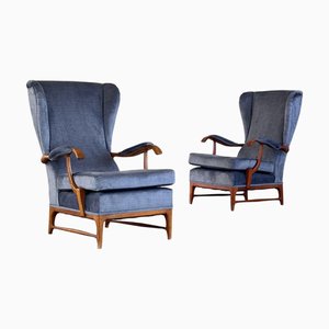 Poltrone Wingback attribuite a Paolo Buffa per Framar, Italia, anni '50, set di 2