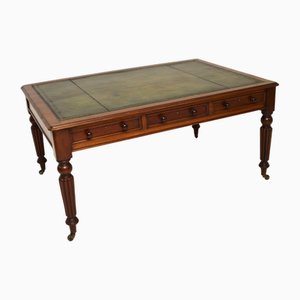 Antique Victorian Partners Desk with Leather Top, 1840