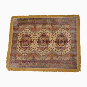Tapis Kazak Vintage Fait Main Motifs Orientales Ocre et Bourgogne, 1980s