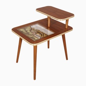 Table Basse Mid-Century avec Plateau Peint à la Main par Fratelli Rizzi pour Cantù, Cortina Dampezzo, 1950s