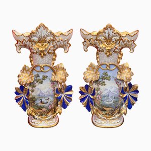Paris Porcelain Vases, Set of 2