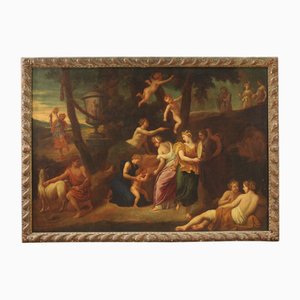 Artista italiano, el niño Zeus y la cabra Amaltea en el monte Ida, 1670, óleo sobre lienzo, enmarcado