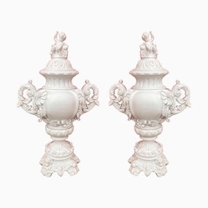 Bisquit Porcelain Vases from Capodimonte, Set of 2