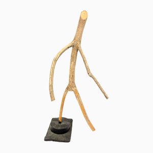Dancing Man Sculpture in Carved Natural Wood, 20th Century