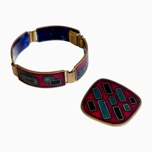 Bracelet et Suspension Émaillés de Wilhelm Leyser, 1960s, Set de 2