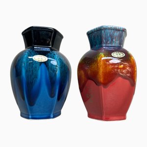 Vasi vintage Drip-Glaze, Giappone, 1980, set di 2