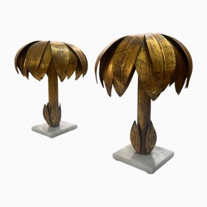 Bougeoirs Mid-Century en Verre Palmier, Set de 2