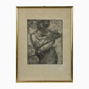 George Minne, Mother and Child, 1942, Eau-forte, Encadré