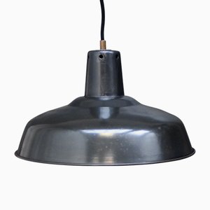 Vintage Industrial French Anthracite Enamel Pendant Light