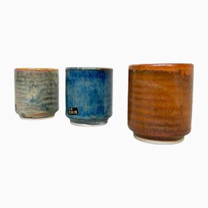 Vintage Japanese Yunomi Tea Cups, Aizu Ryōryō-Yaki, 1970s, Set of 3