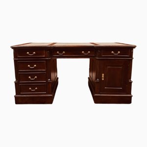 English Mahogany Desk with Leather Top