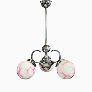Lustre Art Déco à 3 Bras en Chrome, 1930s