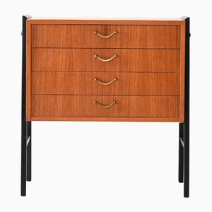 Skandinavischer Nachttisch aus Teak & Messing, 1950er