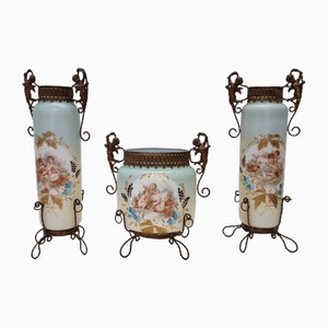 Vases Néoclassiques en Opaline, France, 1890s, Set de 3
