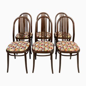 Vintage Bentwood Dining Chairs in the style of Josef Hoffmann, 1970s, Set of 6