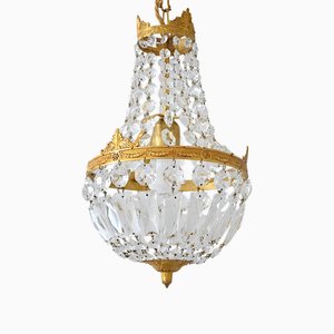 Lustre Vintage Style Empire en Cristal, Italie, 1950s