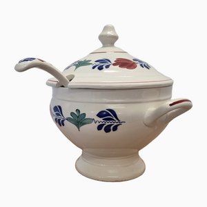 Duch Ceramic Soup Tureen with Spoon from Boch, Late 1900s, Set of 2