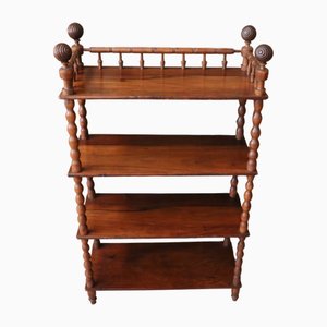 Wooden Shelf with Turned Legs, 1940s