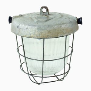 Lámpara de techo industrial de fábrica, antigua Checoslovaquia, años 50